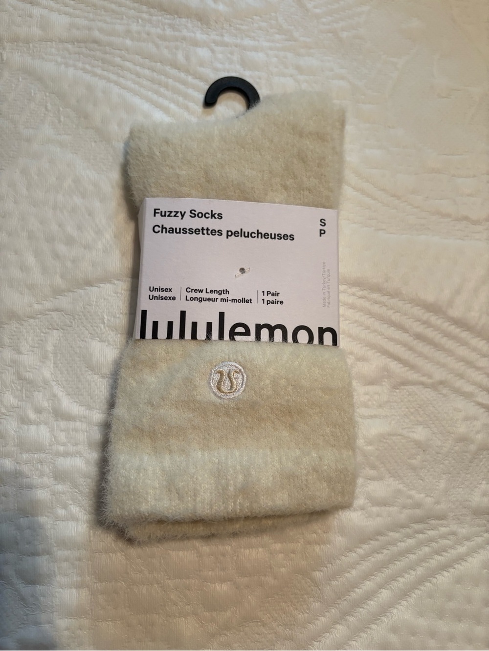 Lululemon Fuzzy Socks Size Small Ivory Cream Crew Length NWT